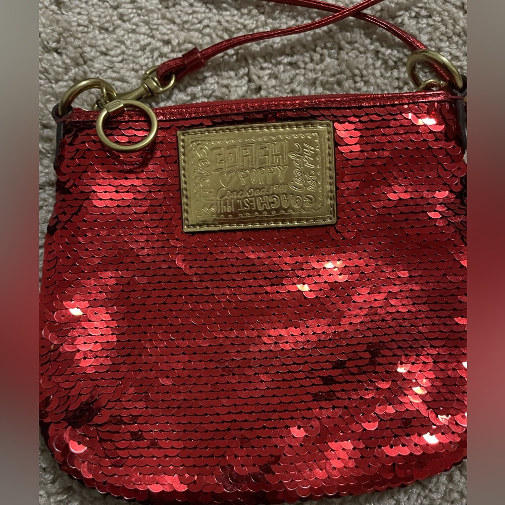 Coach Poppy Red Sequin Crossbody - Limited Edition